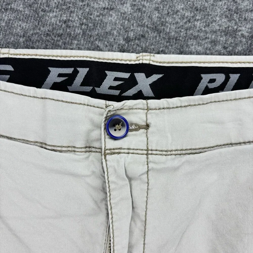 PLUGG FLEX Men’s Cargo Shorts Size 38 Khaki Tan Waist Multi Pocket Cotton Casual